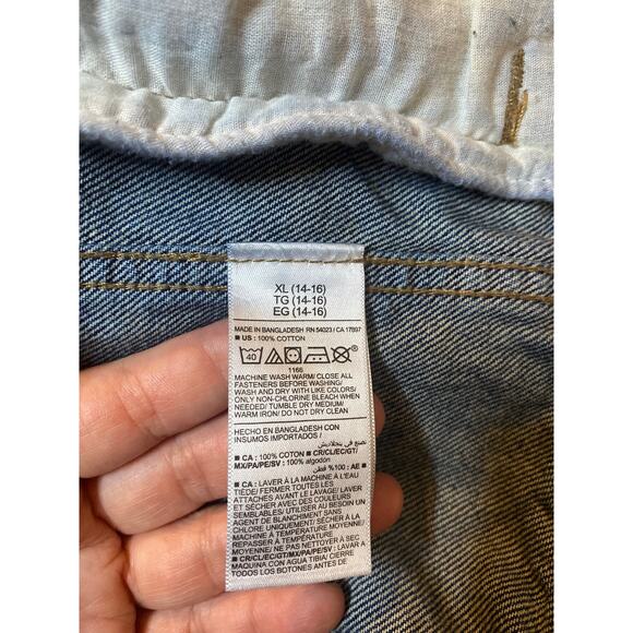 Old Navy Girls Dark Wash Jean Trucker Jacket Size XL Classic Denim - Picture 8 of 9